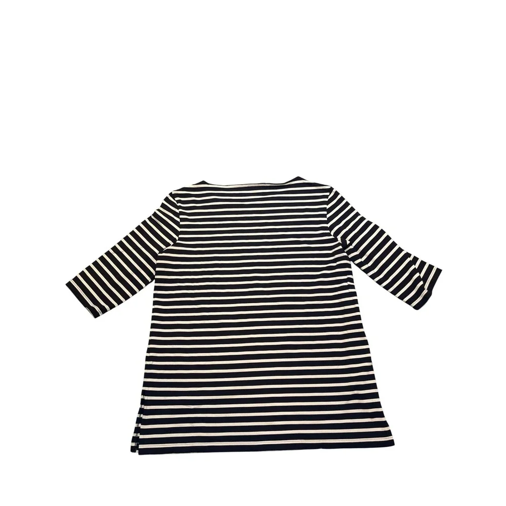 Saint James Navy and White Striped Long Sleeve Tee - Picture 2 of 8
